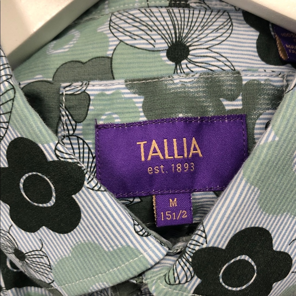 Floral Green and Blue Men's short sleeve Shirt - Picture 3 of 5